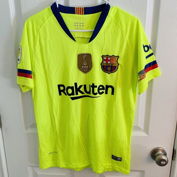Barcelona Shirt Mens Small Nike 2018 La Liga Soccer FIFA Patch Rakuten Dri Fit - Picture 1 of 5